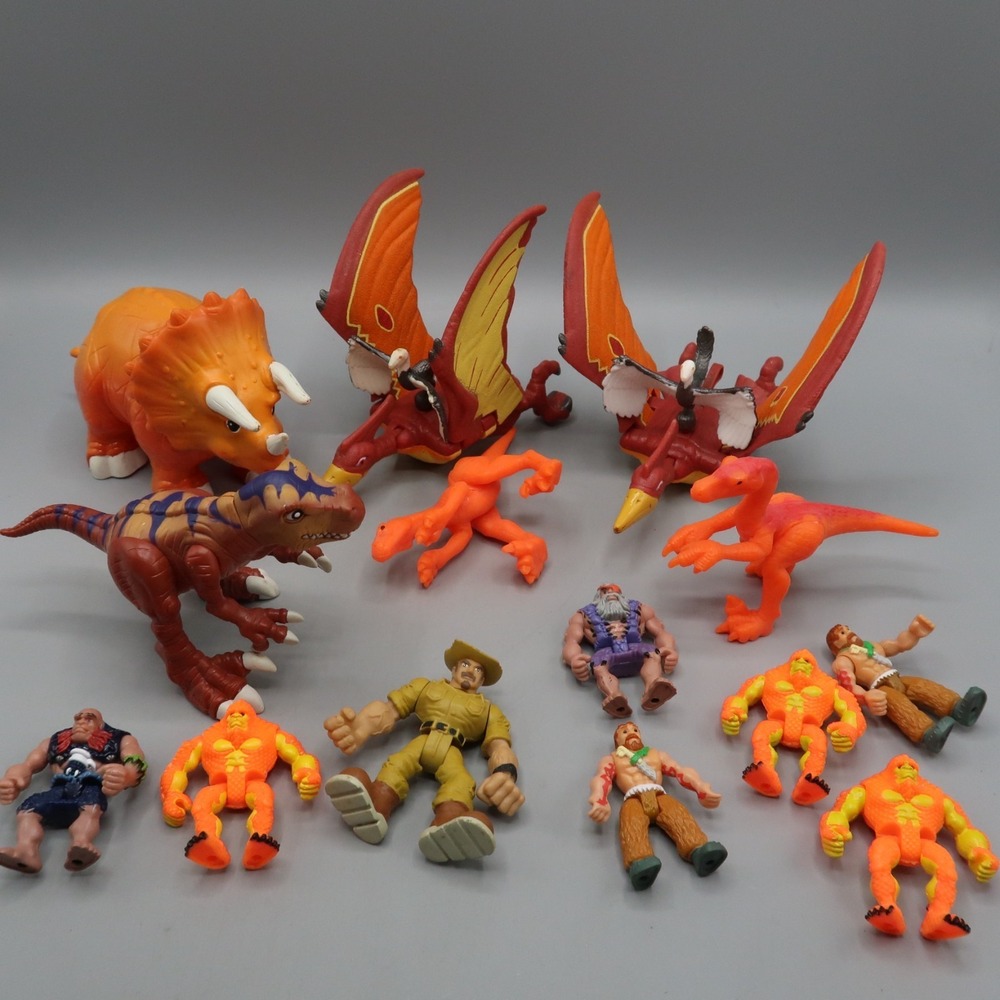 Imaginex Caveman Action Figure Toy Lot Dinosaur Pteranodon Jurassic‎ Triceratops